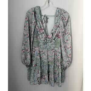 Altar'd State Aderny Patchwork Floral Mini Dress Cottage Boho Fairy Prairie XS